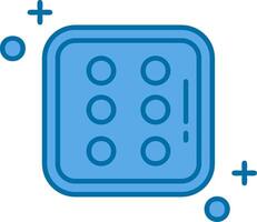 Dice six Blue Line Filled Icon vector