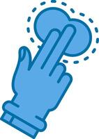 Two Fingers Tap Blue Line Filled Icon vector