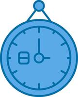 reloj azul línea lleno icono vector