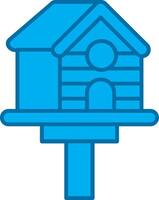 pájaro casa azul línea lleno icono vector