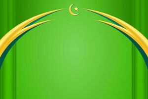 verde islámico llanura antecedentes con oro adornos vector