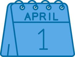 1st of April Blue Line Filled Icon vector