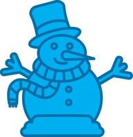 Snowman Blue Line Filled Icon vector