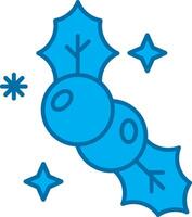 Mistletoe Blue Line Filled Icon vector