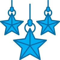Christmas star Blue Line Filled Icon vector