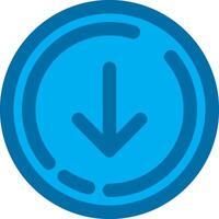 Down arrow Blue Line Filled Icon vector