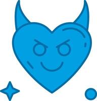 demonio azul línea lleno icono vector