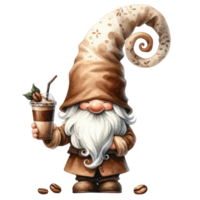 AI generated Gnome Holding Coffee Illustration png