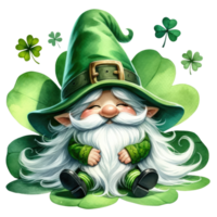 AI generated St. Patrick's Day Themed Gnome Illustration png