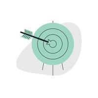 Archery target icon in flat color style. Darts board with arrow vector