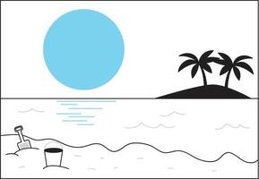 Palm trees on the beach. Vector illustration in flat style.