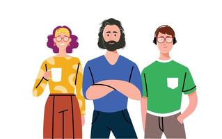 Group of people, men and women. Vector illustration in flat style