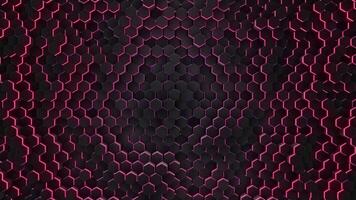 abstrakt rot Hexagon mit Neon- Geometrie Hintergrund video