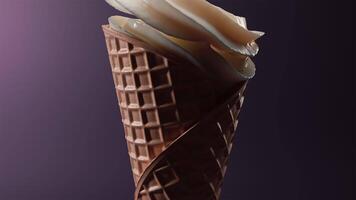 Animation of putting ice cream in a waffle cone video