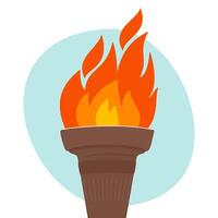 Torch. Vector isolated burning torch flame. Symbol of relay race, competition victory, champion or winner.