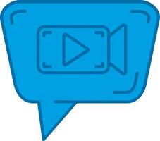 Video chat Blue Line Filled Icon vector