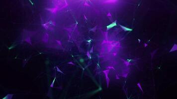 Green-violet abstract background of plexus video