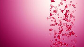 Beautiful pink background with falling hearts on Valentine's Day video