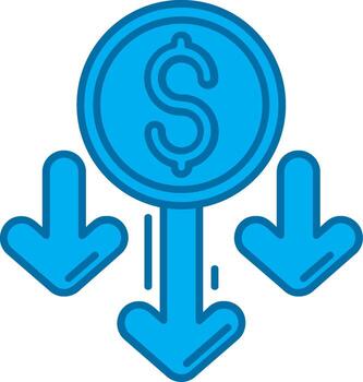 Decrease Blue Line Filled Icon vector