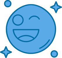 Wink Blue Line Filled Icon vector