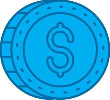 dólar azul línea lleno icono vector