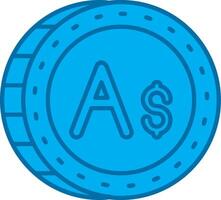 Australian dollar Blue Line Filled Icon vector