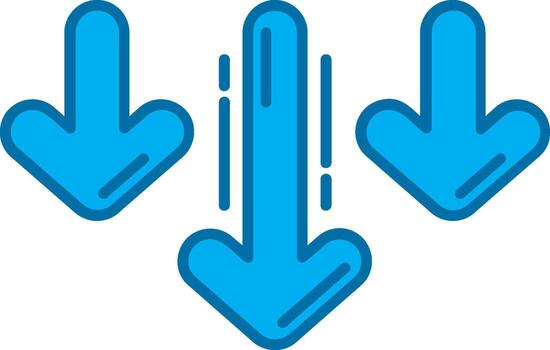Decrease Blue Line Filled Icon vector