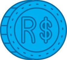 Brazilian real Blue Line Filled Icon vector