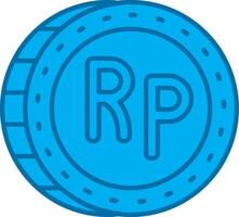 Indonesian rupiah Blue Line Filled Icon vector