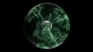 energie pulserend neon groen bal Aan zwart achtergrond video