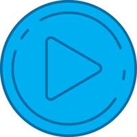 Play Blue Line Filled Icon vector