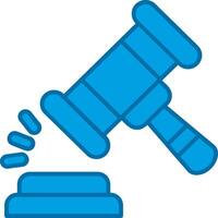 Gavel Blue Line Filled Icon vector