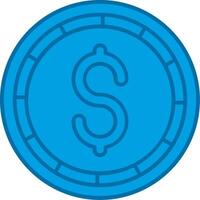 dólar moneda azul línea lleno icono vector