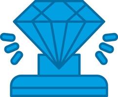 diamante azul línea lleno icono vector