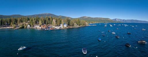 Beautiful aerial view of the Tahoe lake from above in California, USA. photo