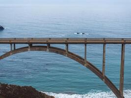 Bixby bridge aerial view in California, USA. Beautiful bridge photo