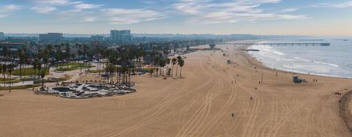 Skate board park in Venice beach at sunset, California, USA photo