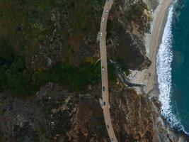 Bixby bridge aerial view in California, USA. Beautiful bridge photo