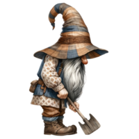 AI generated Gnome Gardener with Shovel Illustration png