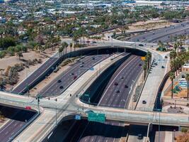 Aerial view of the highway and crossroads intersections in Phoenix, USA. photo