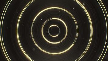 Loop golden neon lines running in a circle with shiny particles video