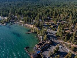 Beautiful aerial view of the Tahoe lake from above in California, USA. photo