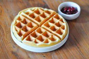 waffle with strawberry dressing photo