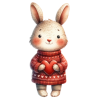 ai genererad söt kanin med hjärta i festlig Tröja illustration png
