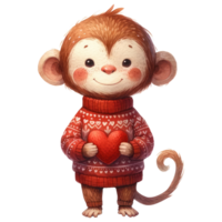 AI generated Monkey with Heart Illustration png