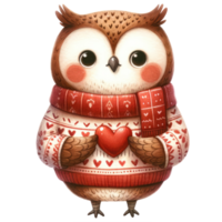 AI generated Owl with Heart Illustration for Greeting png