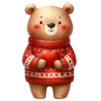 AI generated Cute Teddy Bear with Heart Illustration png