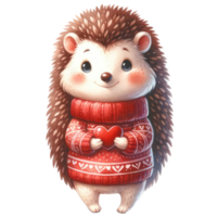 AI generated Hedgehog Holding Heart Illustration png