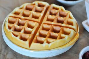 waffle with strawberry dressing photo