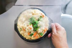 steamed egg with green onion and carrot , Korean steamed egg photo